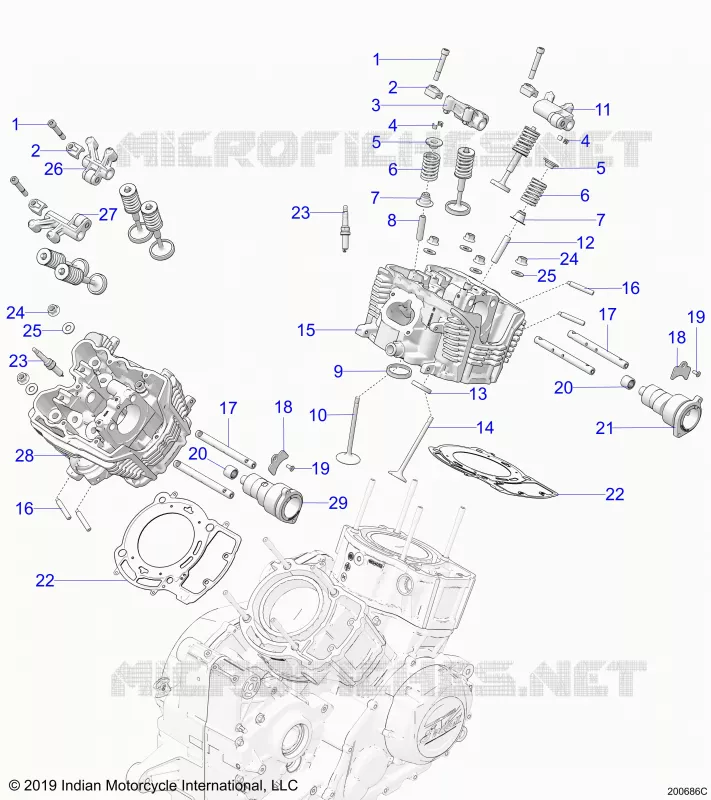 ENGINE, CULASSE, CAMSHAFT AND VALVE ASM.