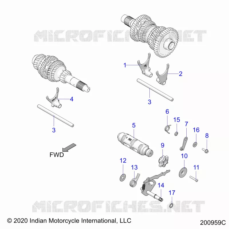 DRIVE TRAIN, FOURCHETTES DE SELECTION AND DRUM