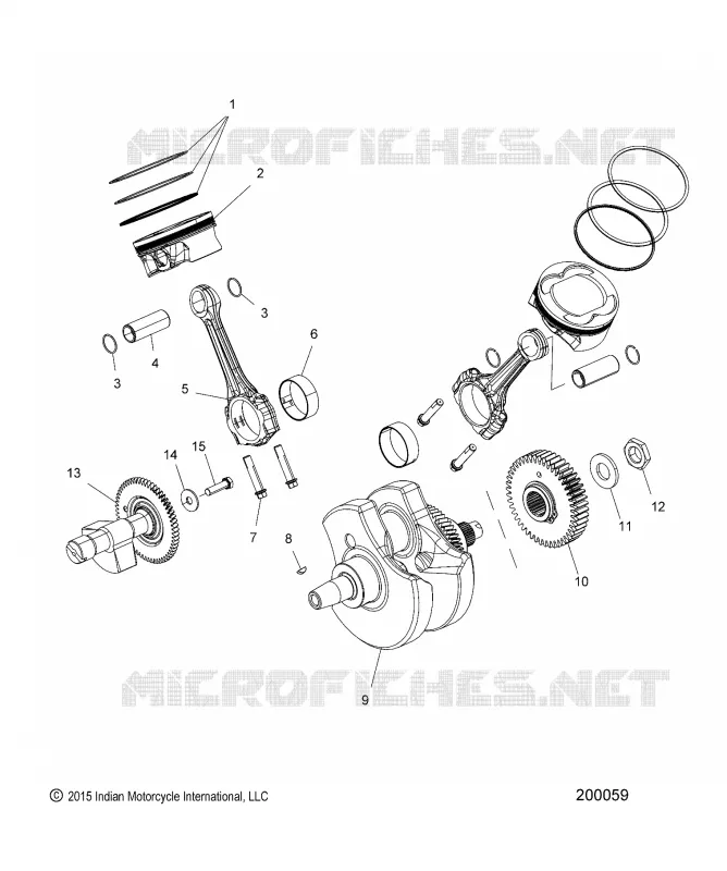 ENGINE, PISTON AND VILEBREQUIN