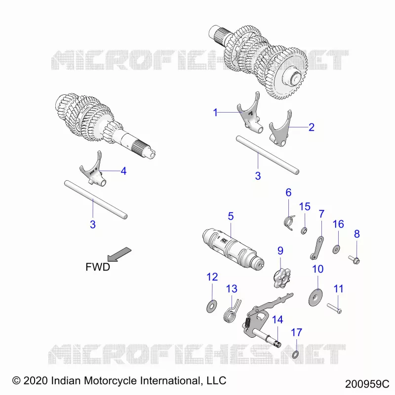 DRIVE TRAIN, FOURCHETTES DE SELECTION AND DRUM