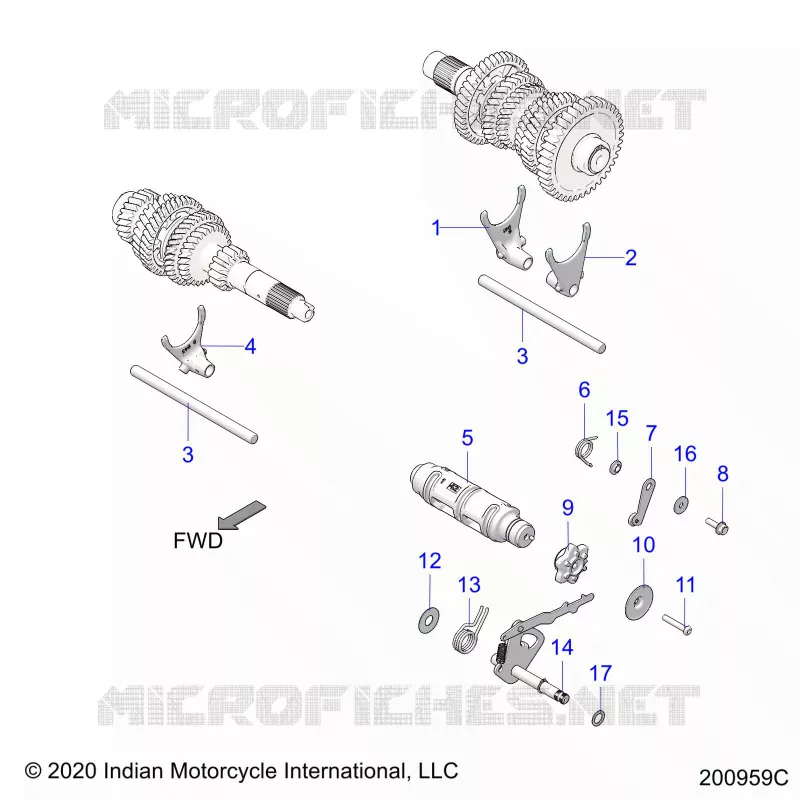 DRIVE TRAIN, FOURCHETTES DE SELECTION AND DRUM