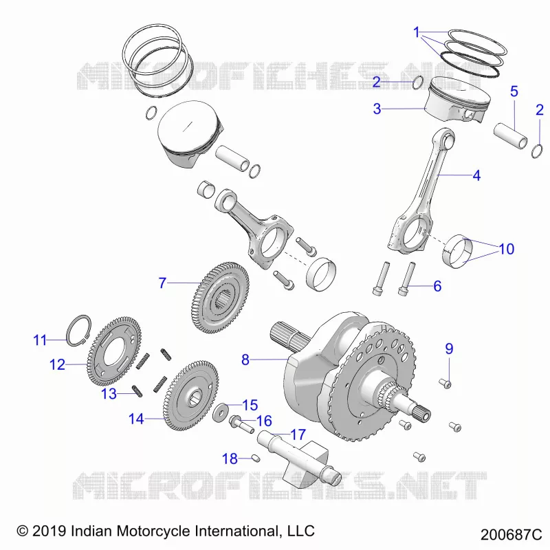 ENGINE, PISTON AND VILEBREQUIN