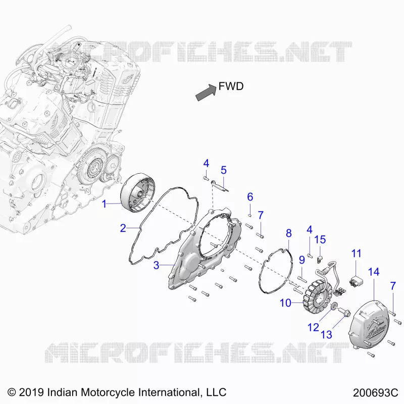 ENGINE, STATOR, FLYROUE, AND RH SIDE COVERS