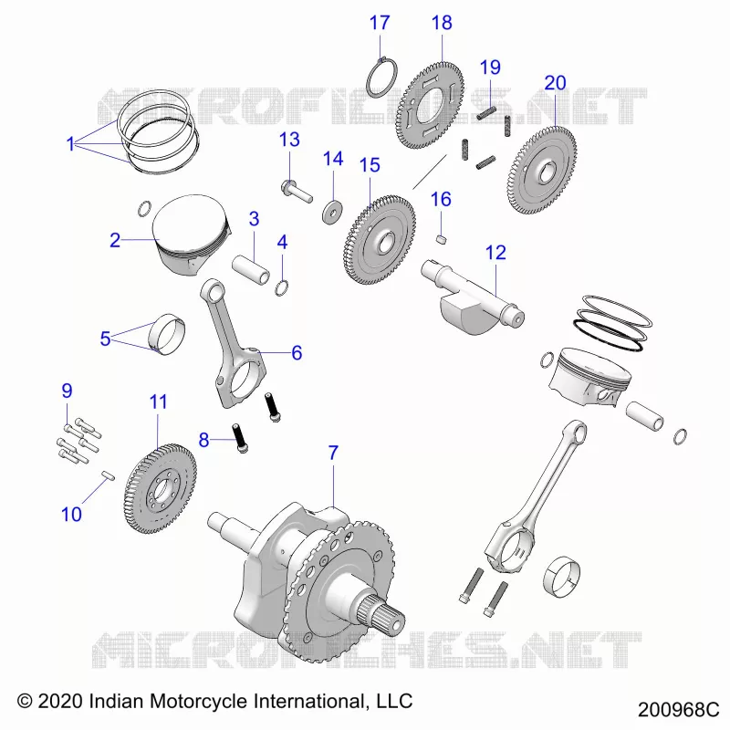 ENGINE, PISTON AND VILEBREQUIN