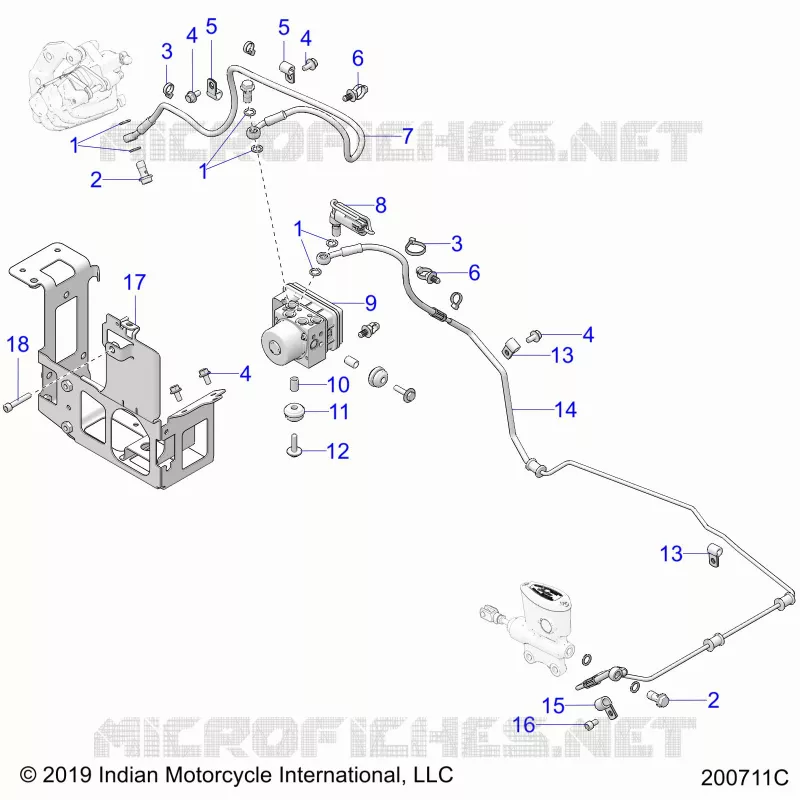 FREINS, FREIN LINE, REAR, AND ABS MODULE ASM.