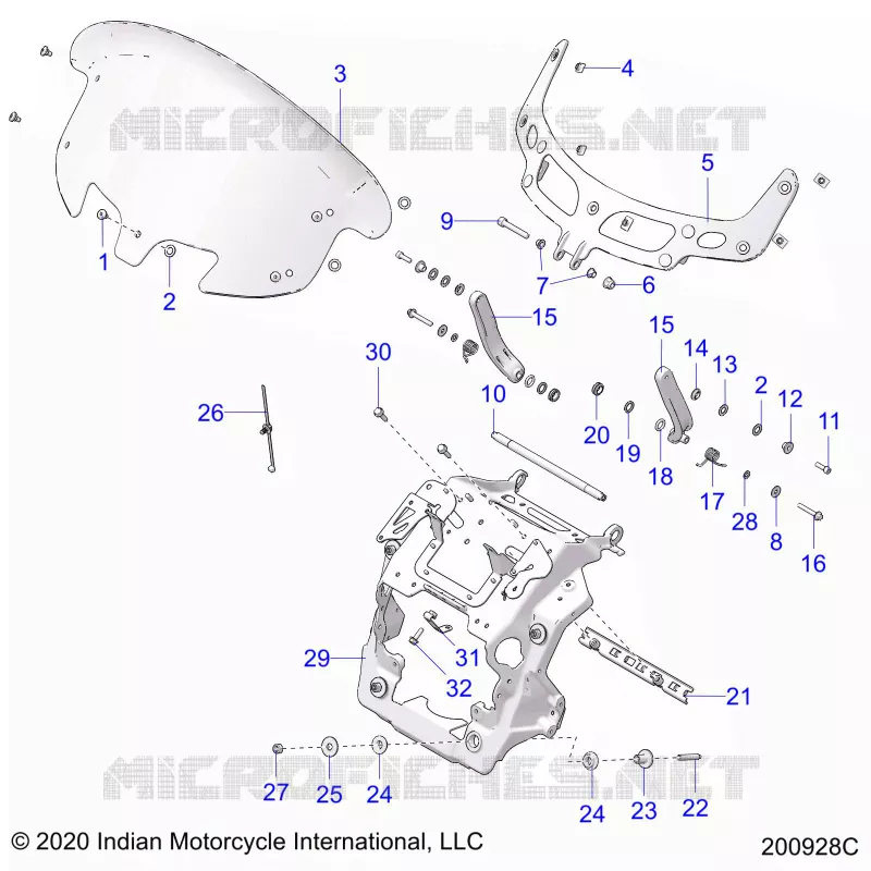 CARENAGES ASM, WINDSHIELD MOUNT