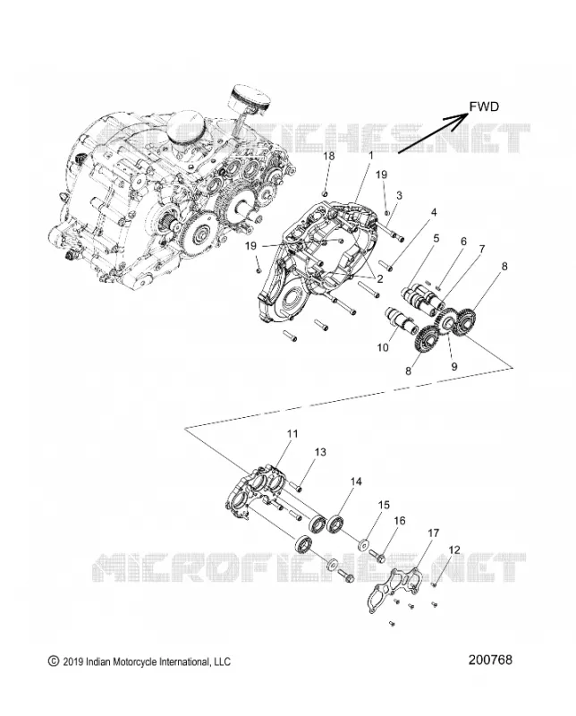 MOTEUR, CAM SHAFTS AND GEARS