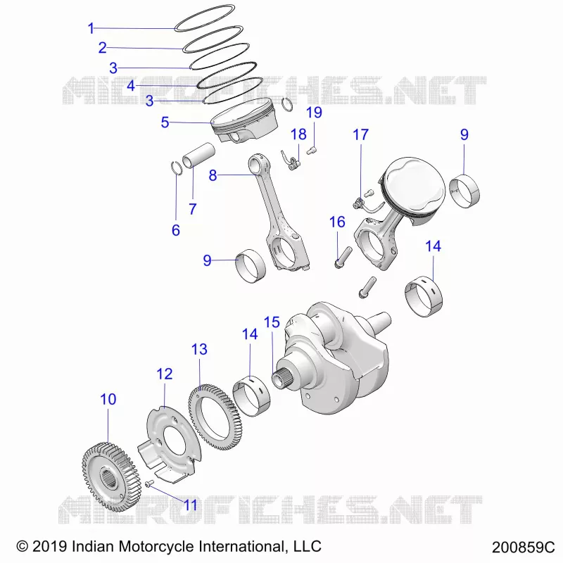 ENGINE, PISTON AND VILEBREQUIN ASM.