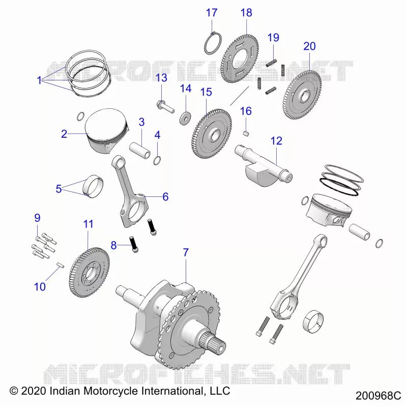 ENGINE, PISTON AND VILEBREQUIN