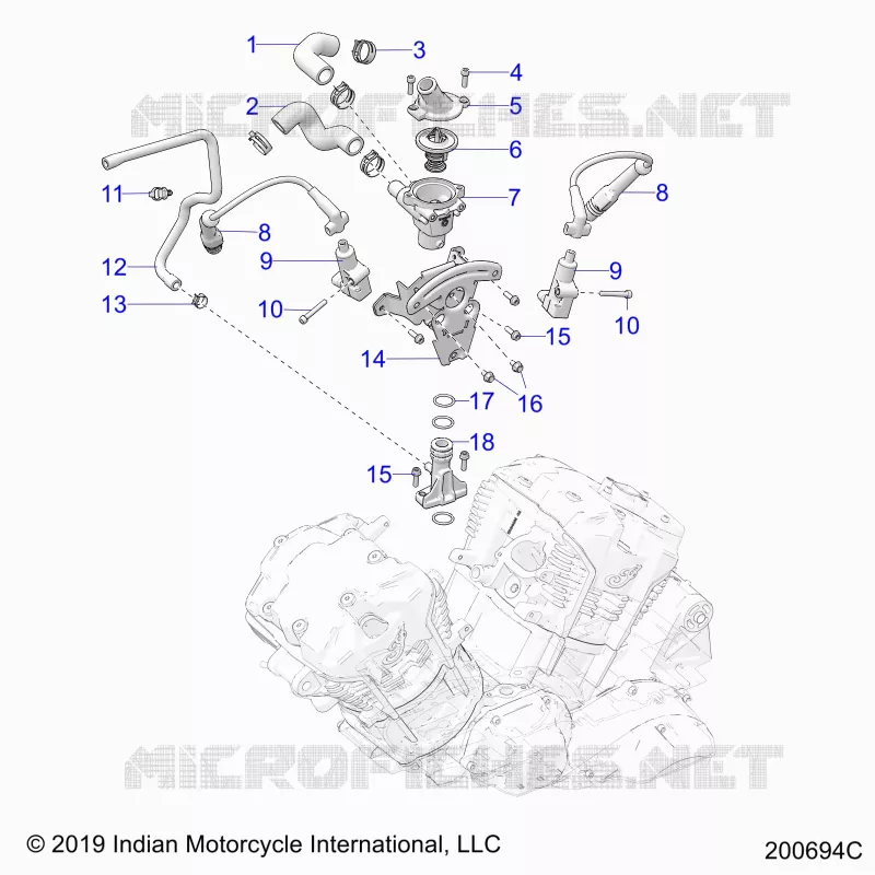 MOTEUR, IGNITION, THERMOSTAT HOUSING ASM.
