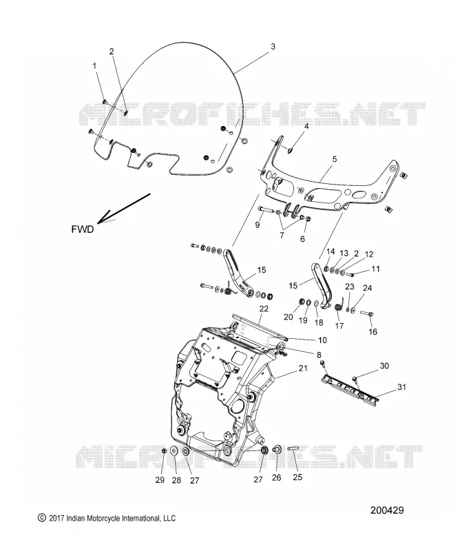 CARENAGES ASM, WINDSHIELD MOUNT