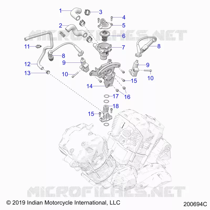 MOTEUR, IGNITION, THERMOSTAT HOUSING ASM.