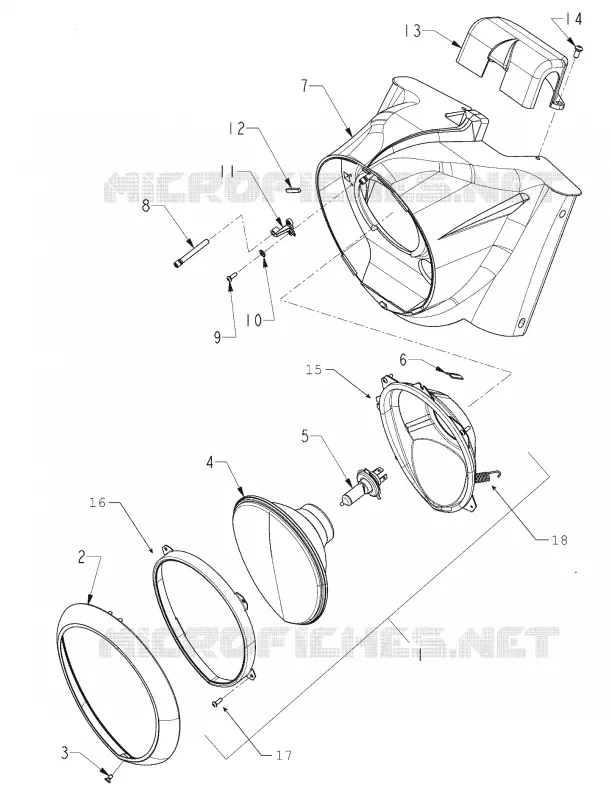ELECTRICITE, HEADLAMP AND HOUSING