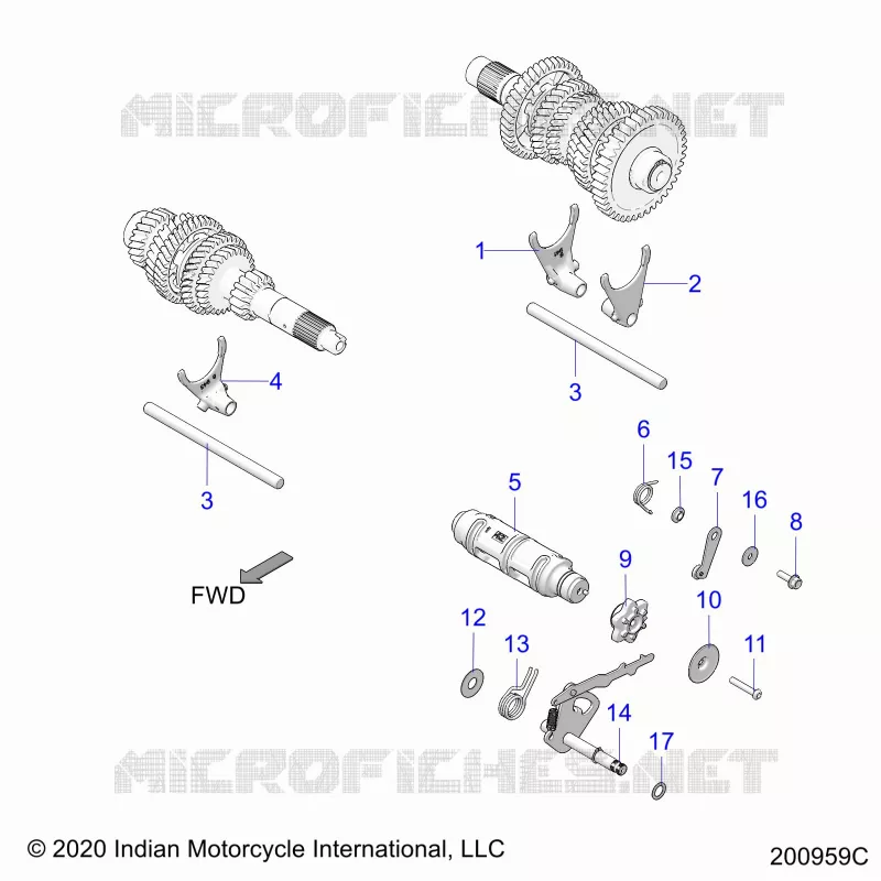 DRIVE TRAIN, FOURCHETTES DE SELECTION AND DRUM