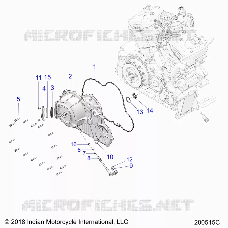 ENGINE, PRIMARY AND COUVERCLE D'EMBRAYAGE