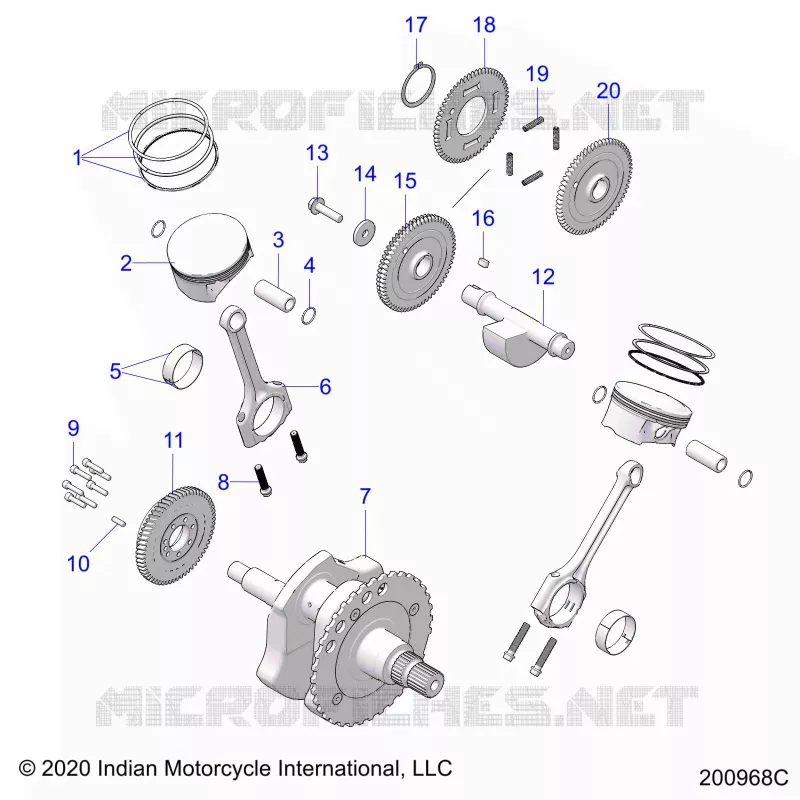 ENGINE, PISTON AND VILEBREQUIN