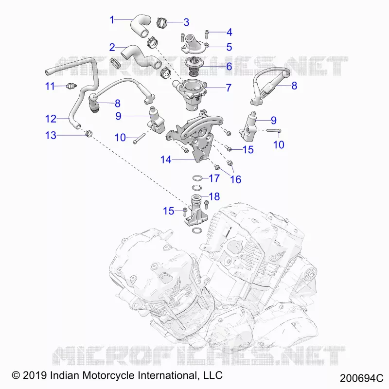 MOTEUR, IGNITION, THERMOSTAT HOUSING ASM.