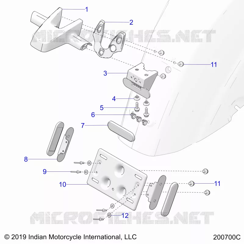 BODY, TAILLIGHT, LICENSE PLATE BRACKET