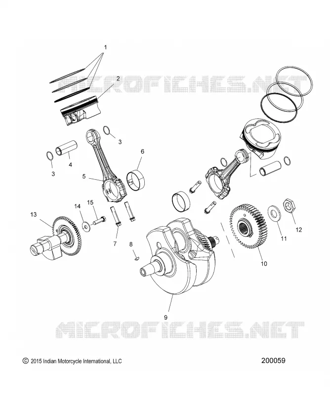 ENGINE, PISTON AND VILEBREQUIN