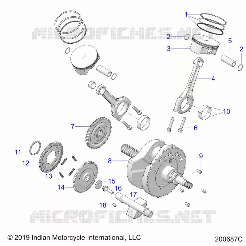 ENGINE, PISTON AND VILEBREQUIN