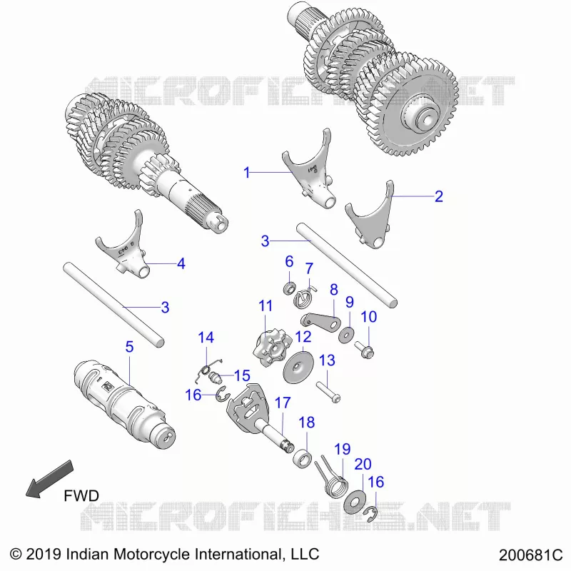 DRIVE TRAIN, FOURCHETTES DE SELECTION AND DRUM