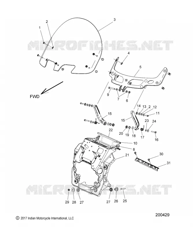 CARENAGES ASM, WINDSHIELD MOUNT