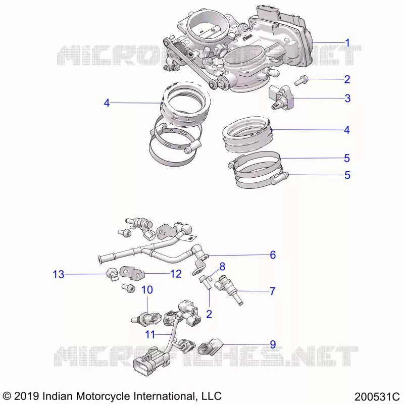 ENGINE, CORPS DE PAPILON AND FUEL RAIL