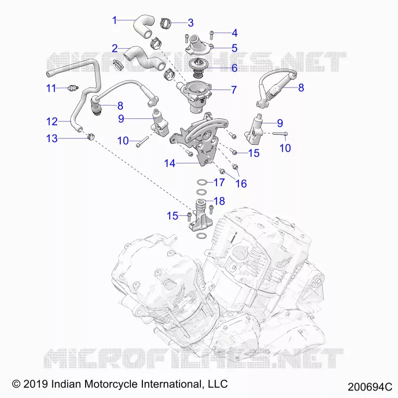 MOTEUR, IGNITION, THERMOSTAT HOUSING ASM.