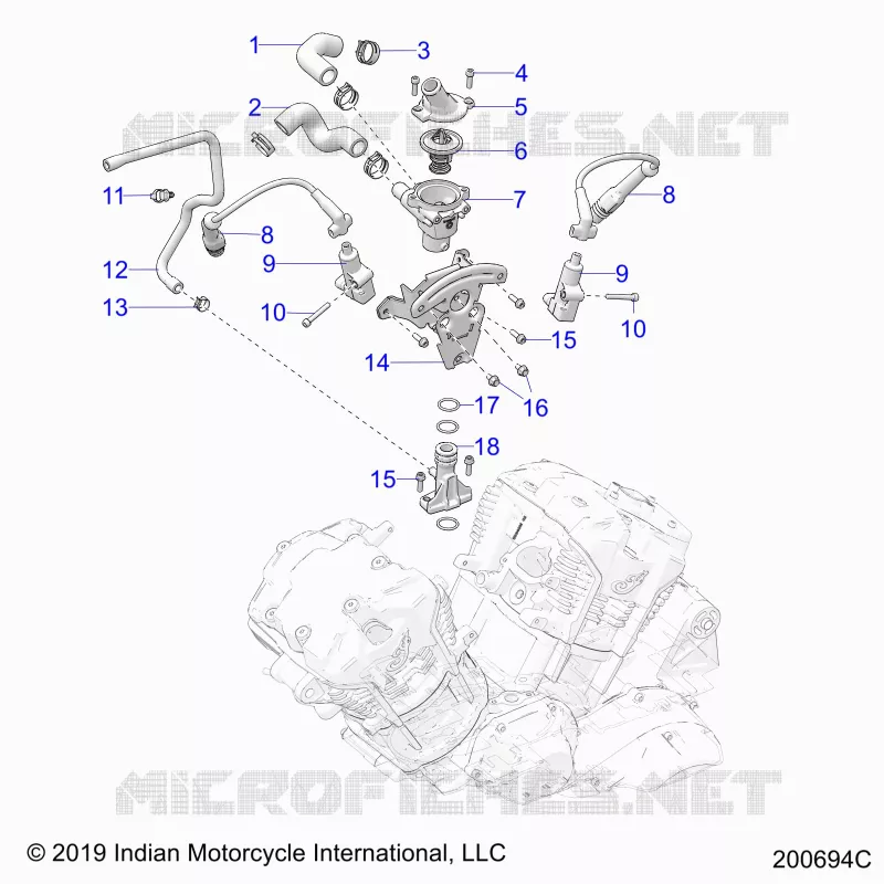 MOTEUR, IGNITION, THERMOSTAT HOUSING ASM.