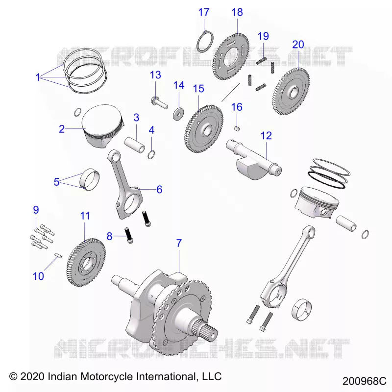ENGINE, PISTON AND VILEBREQUIN