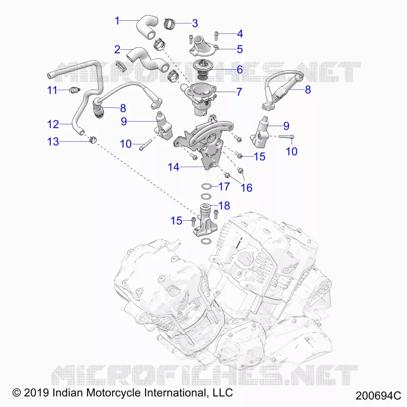 MOTEUR, IGNITION, THERMOSTAT HOUSING ASM.