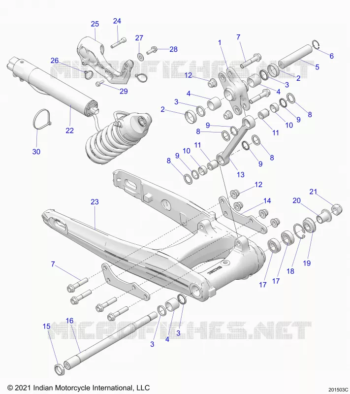SUSPENSION ARRIERE ASM., SWING ARM AND SHOCK (E-PRELOAD)
