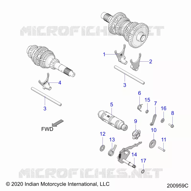 DRIVE TRAIN, FOURCHETTES DE SELECTION AND DRUM