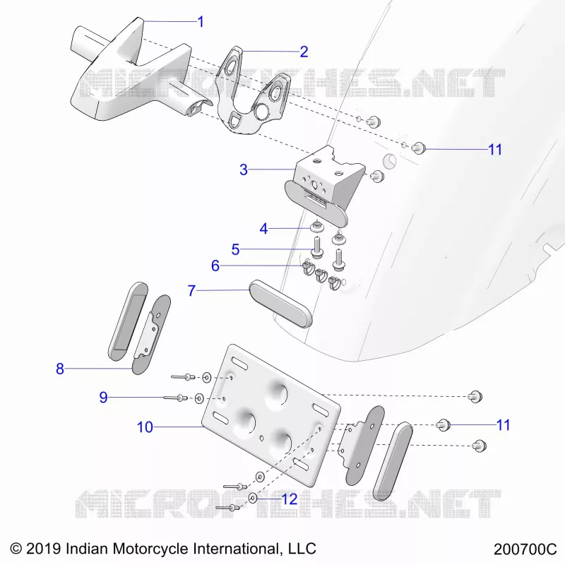 BODY, TAILLIGHT, LICENSE PLATE BRACKET