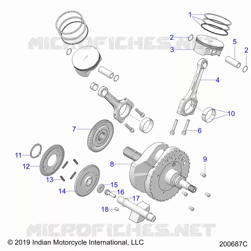 ENGINE, PISTON AND VILEBREQUIN