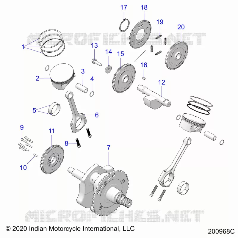 ENGINE, PISTON AND VILEBREQUIN