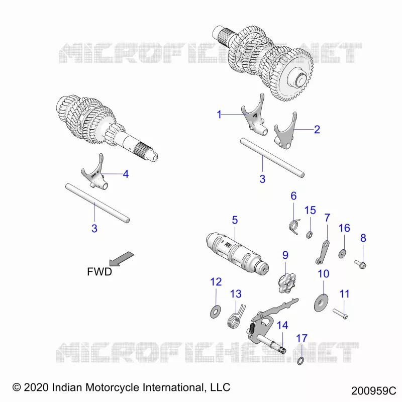 DRIVE TRAIN, FOURCHETTES DE SELECTION AND DRUM
