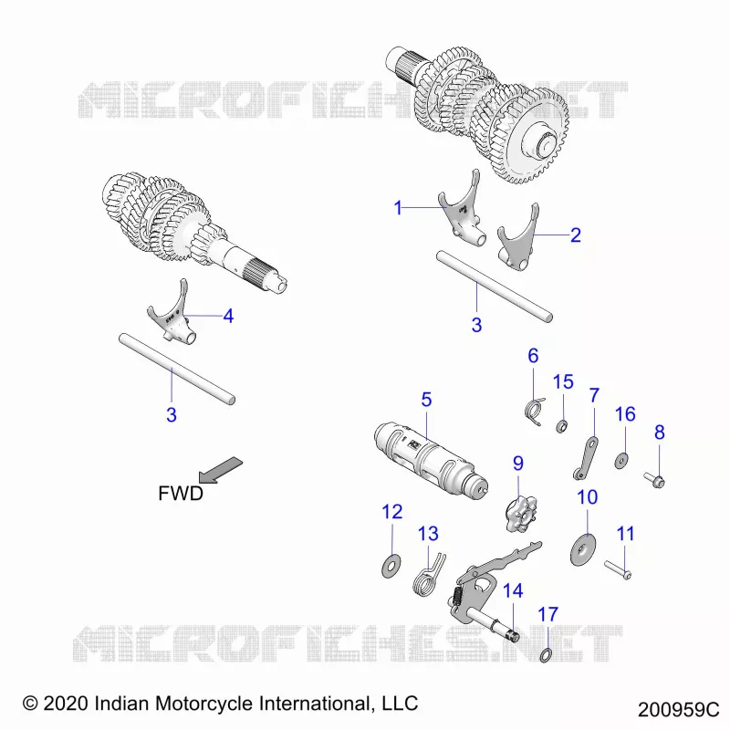 DRIVE TRAIN, FOURCHETTES DE SELECTION AND DRUM